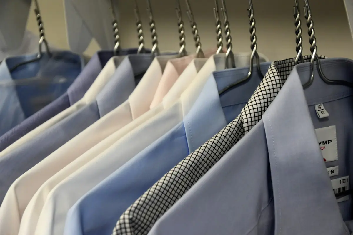 Business shirts pressed and hung