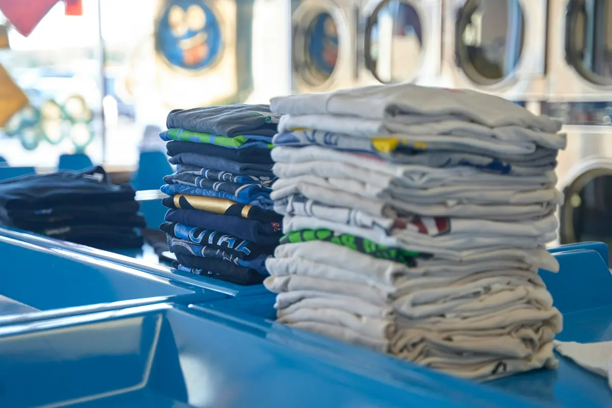Washed and folded laundry, stacked