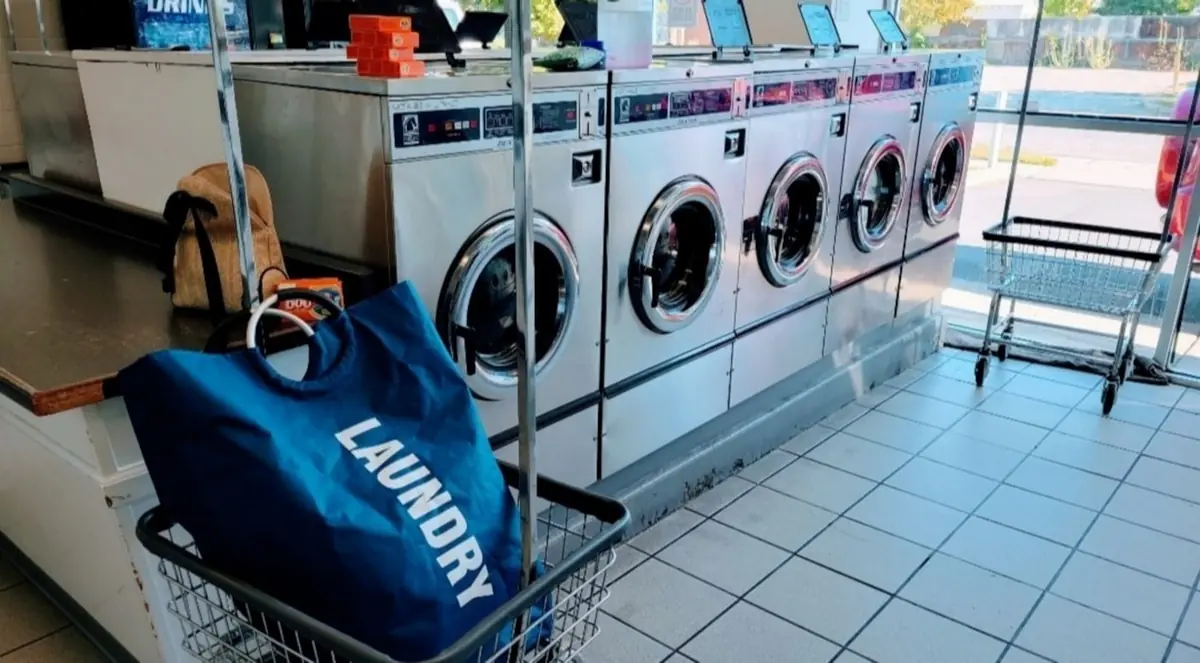 A laundry bag ready for collection