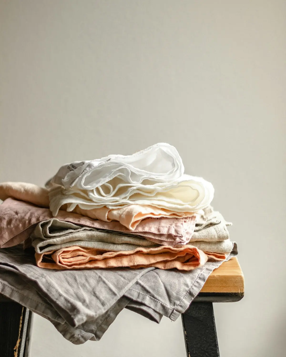 Pressed linen, folded and squared